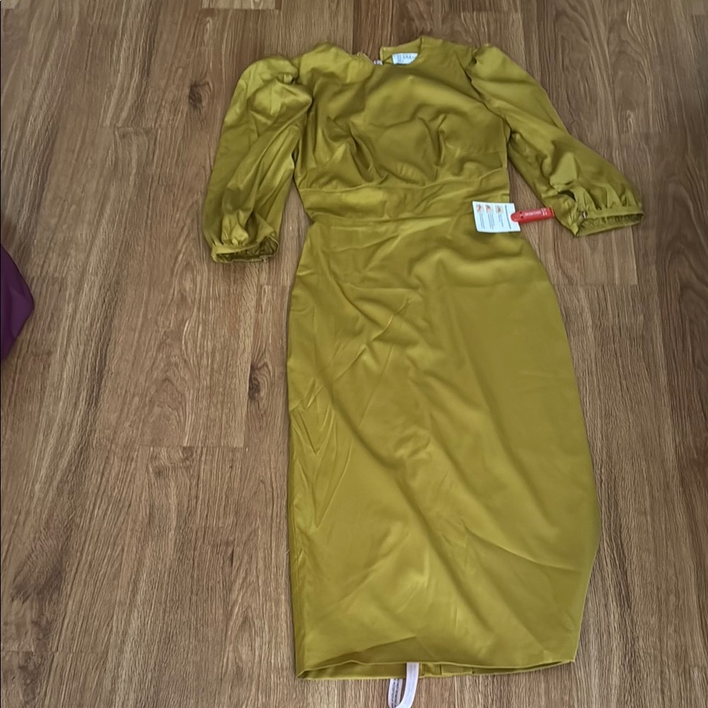 Mac Duggal Olive Long Sleeve Dress